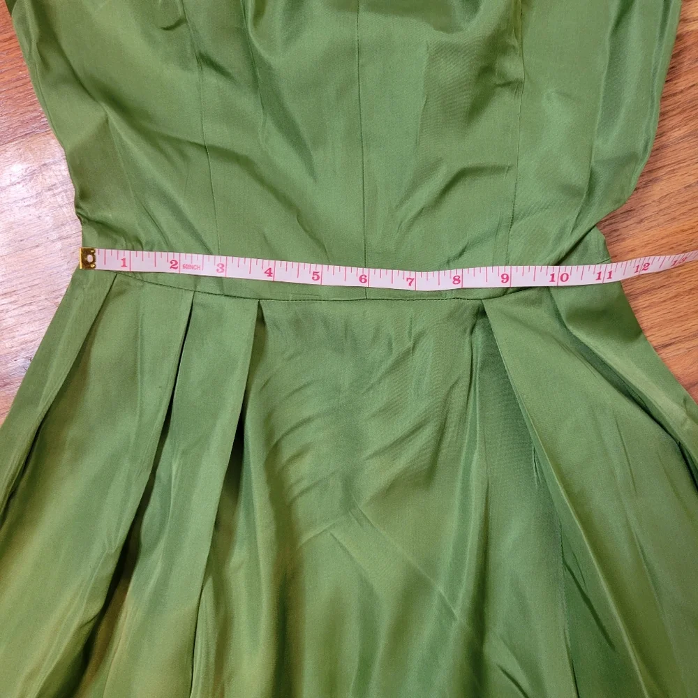 Vintage 1950s Green Evening Gown Womens Formal Full Length Dress - Picture 14 of 16